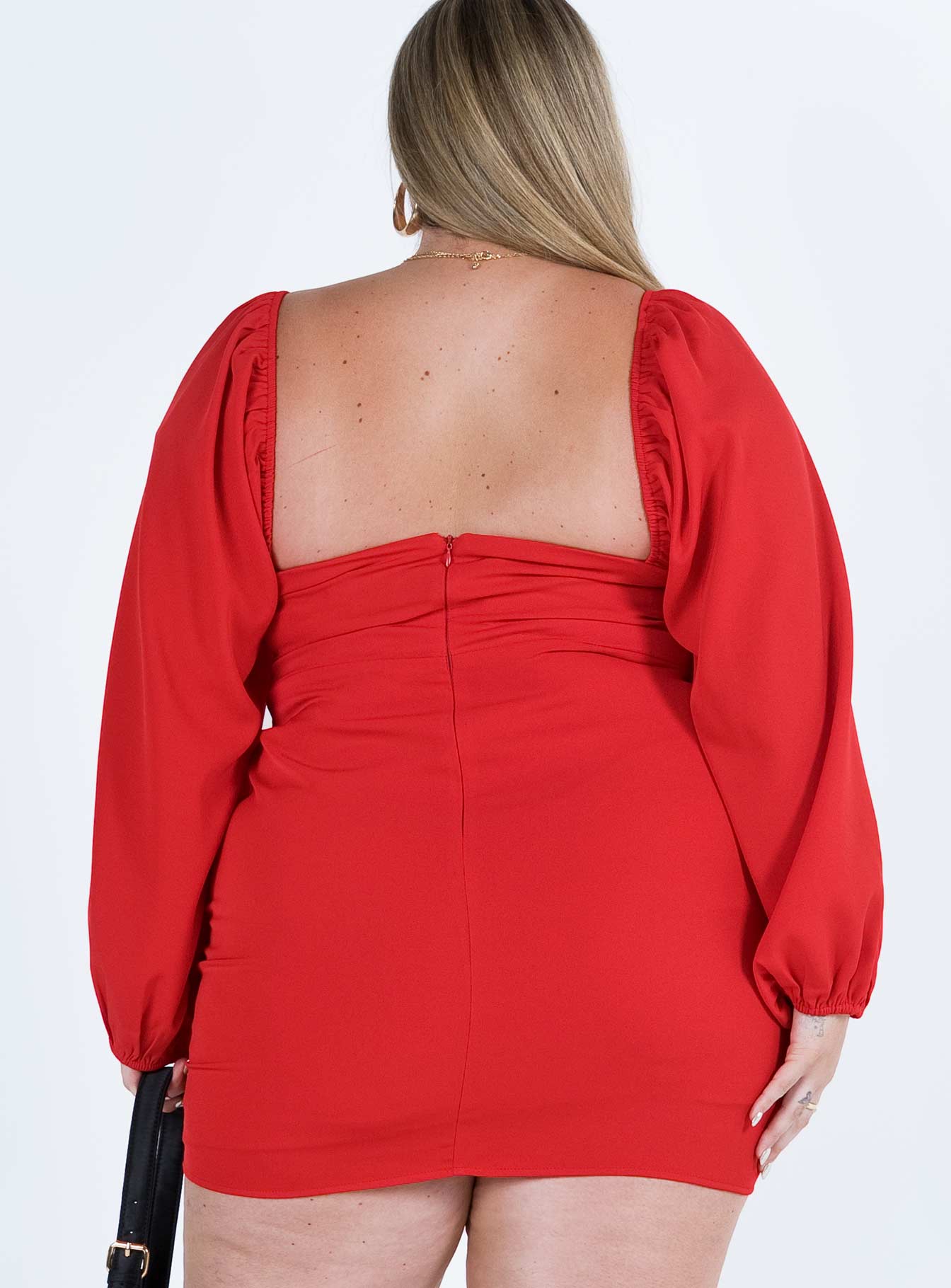 Lillie Long Sleeve Mini Dress Red Curve