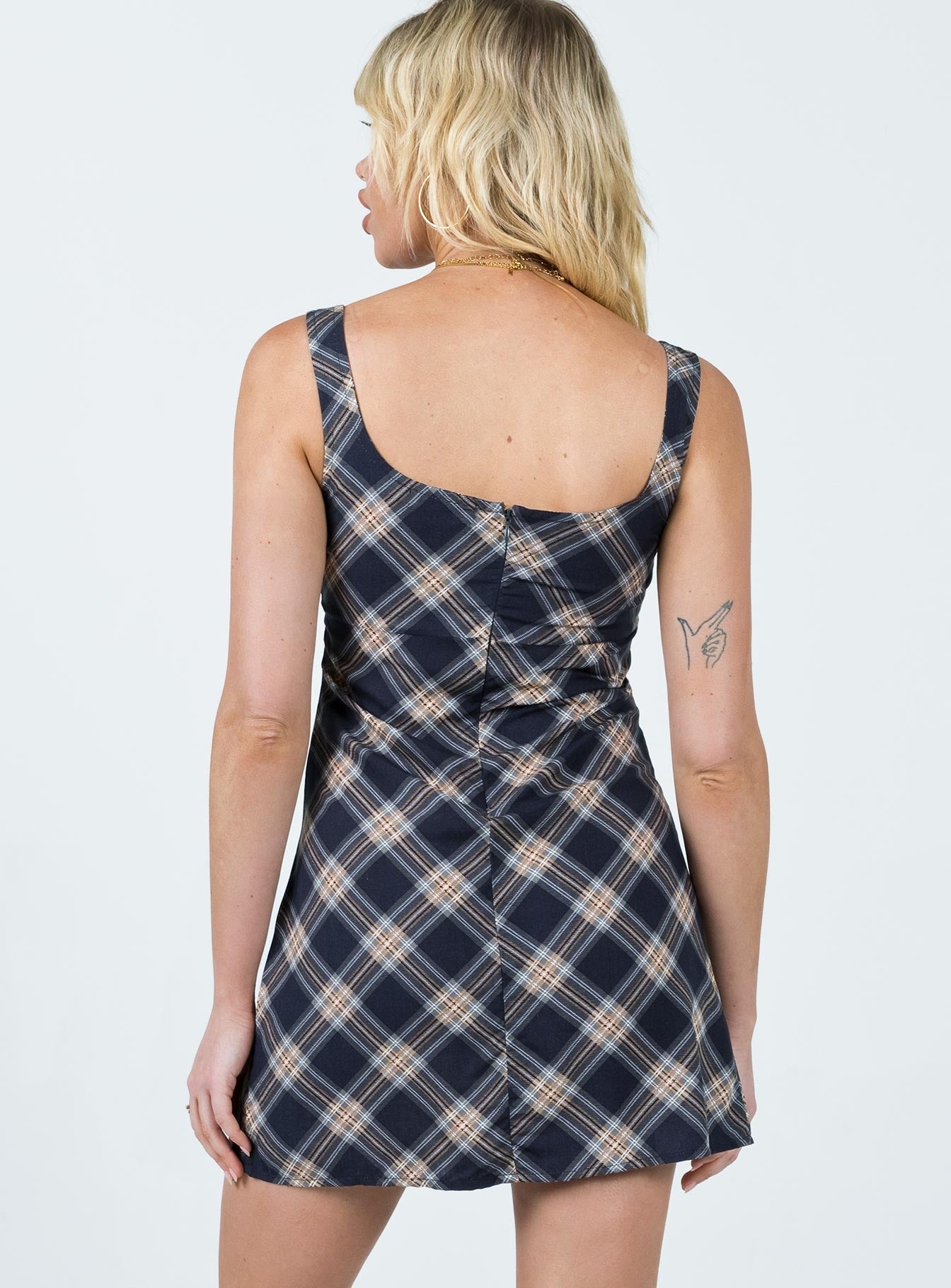Motel Mehra Dress Check Black