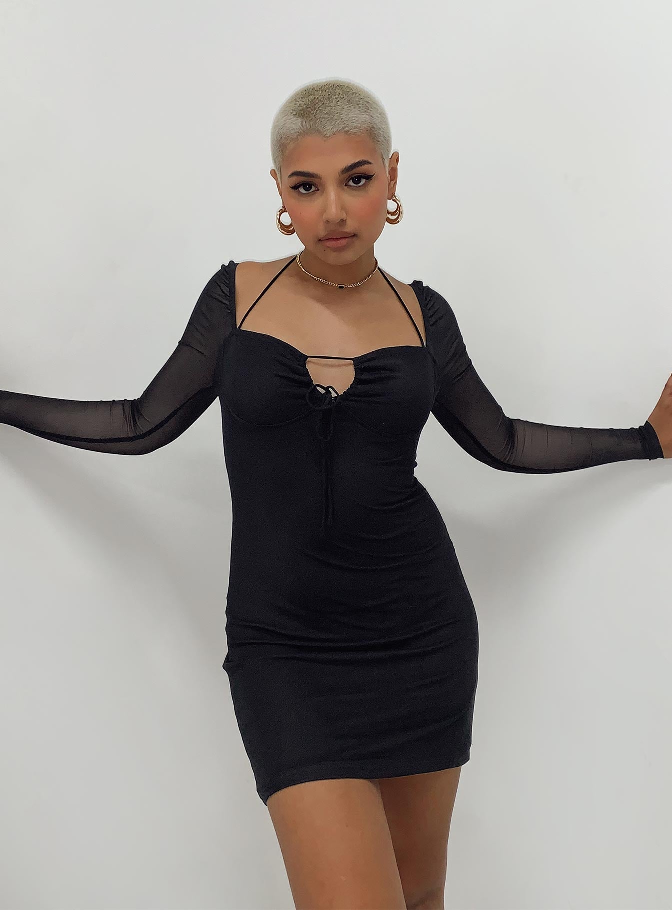 Luella Long Sleeve Mini Dress Black