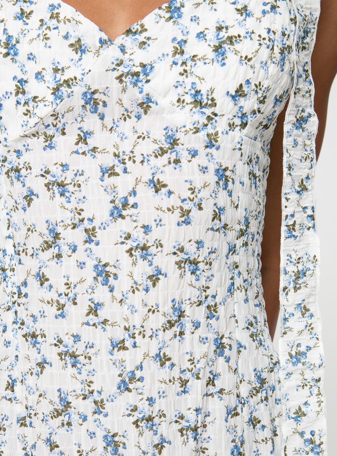 Fairley Asymmetric Midi Dress White / Blue Floral