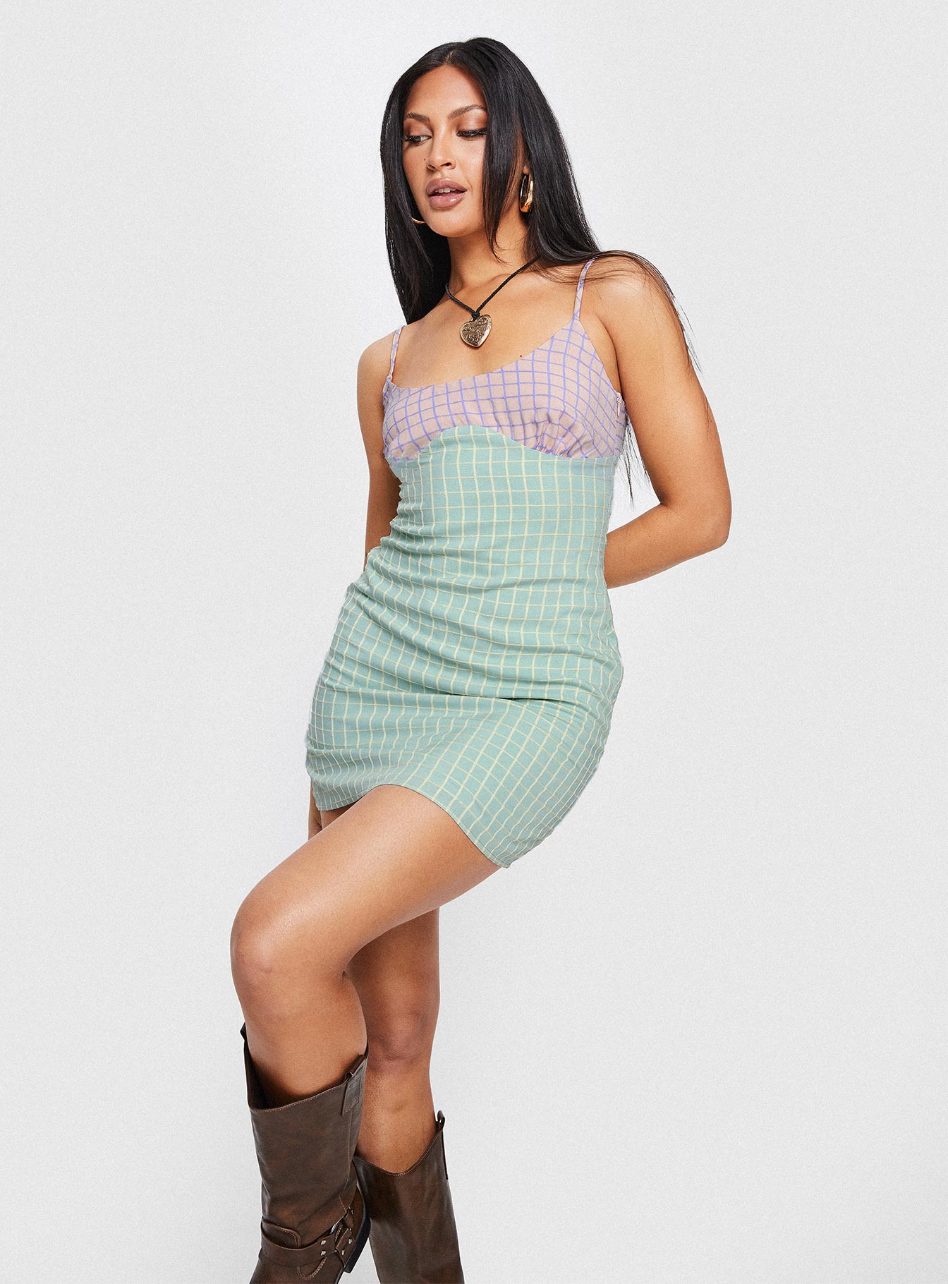 Bumbles Check Mini Dress Pink / Green