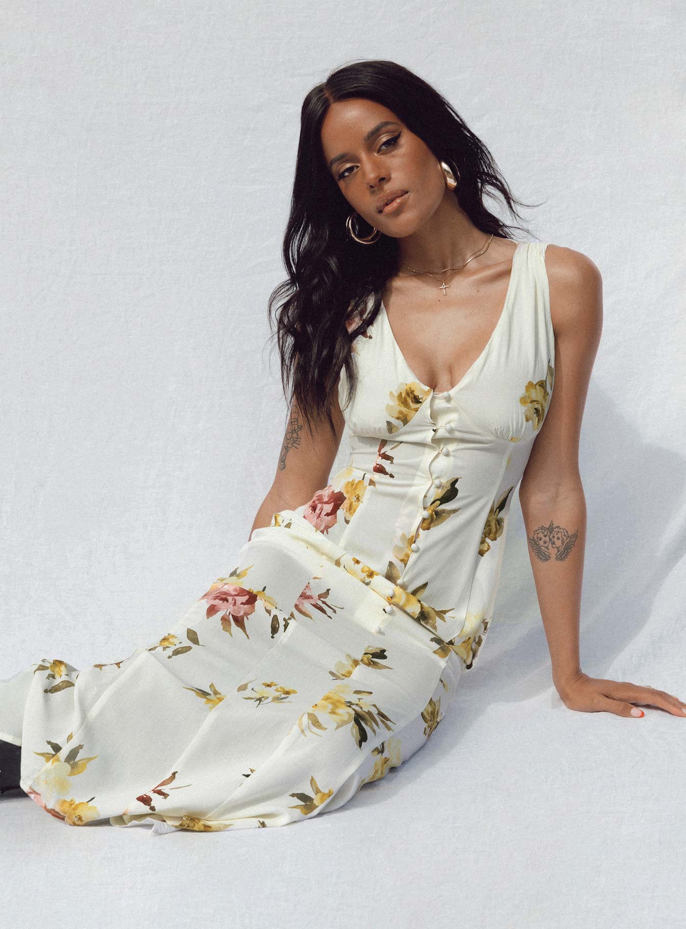 Malibu Maxi Dress Cream Multi