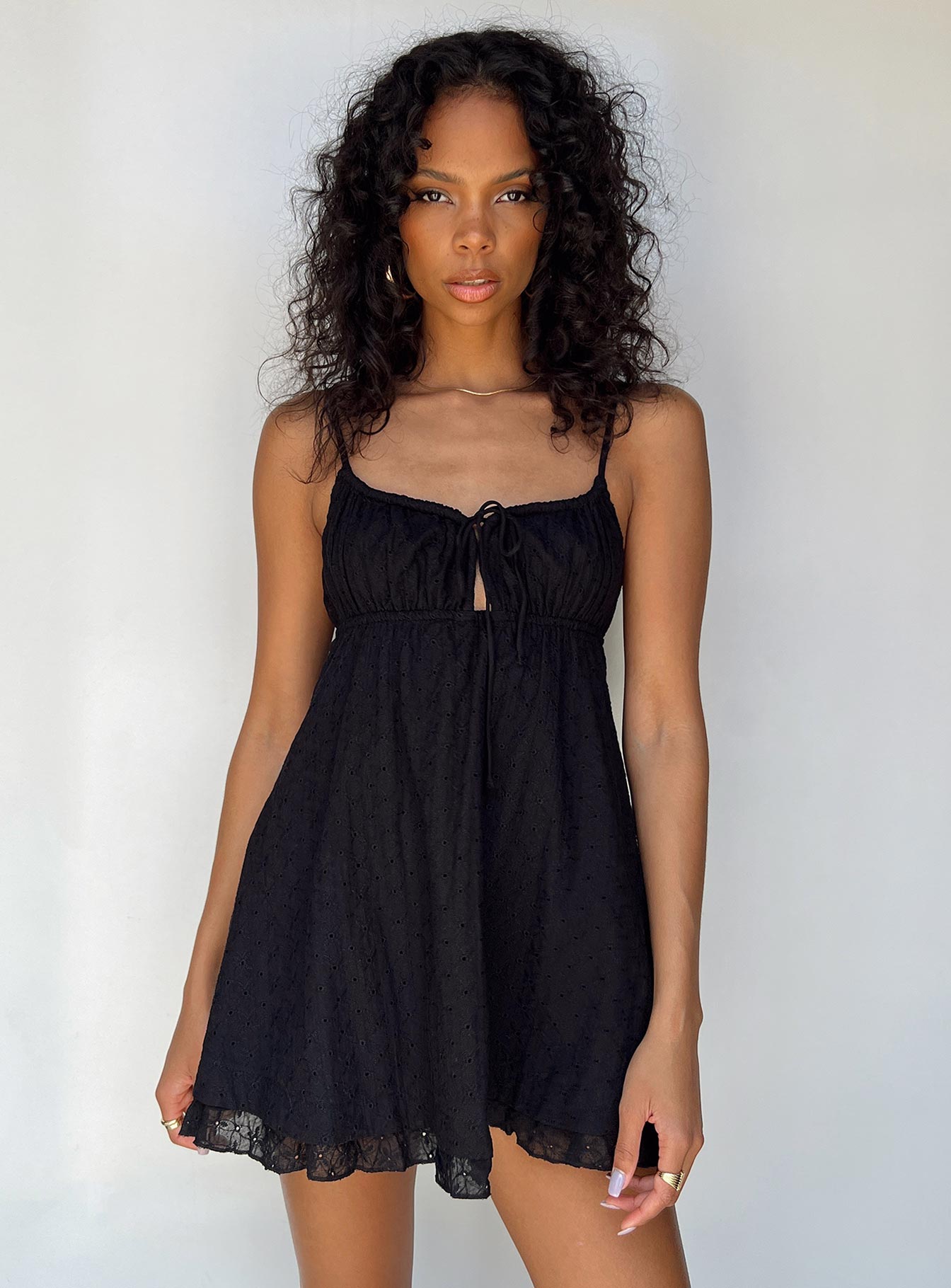Empress of Love Mini Dress Black Embroidery