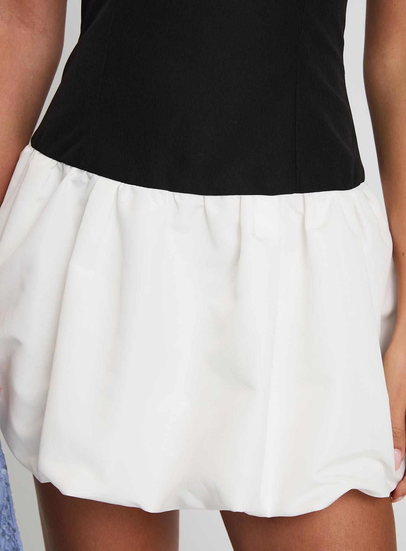 Delicacies Bubble Hem Mini Dress Black / White