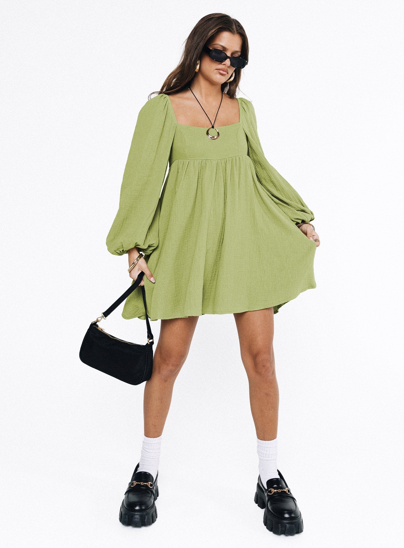 Lorna Long Sleeve Mini Dress Sage