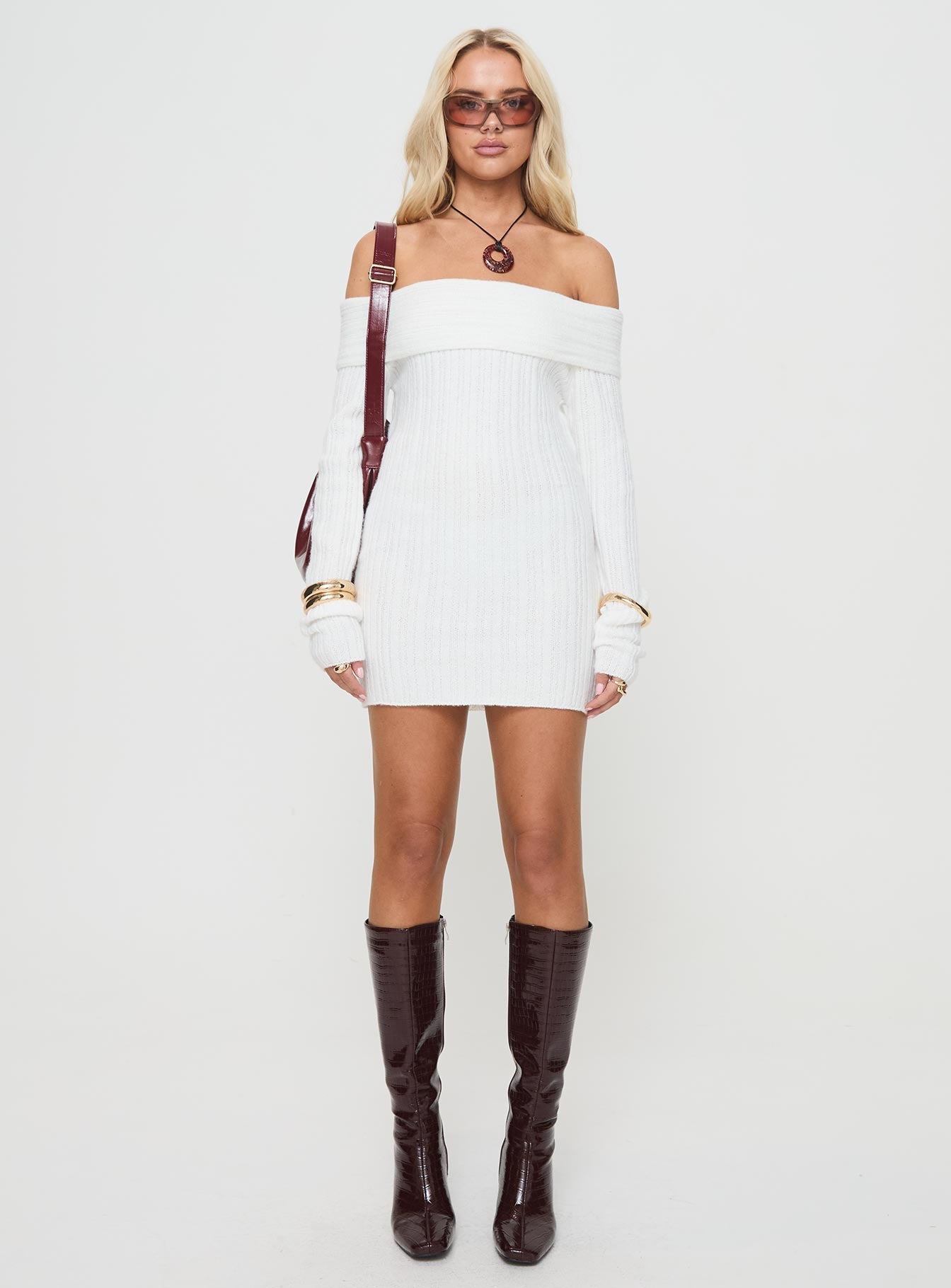 Pascual Off The Shoulder Mini Dress White