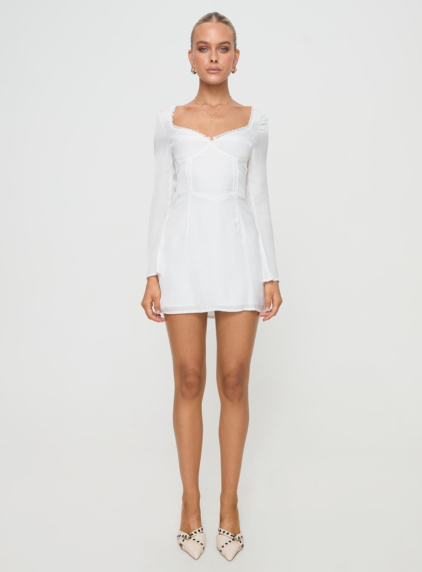 Lyna Long Sleeve Mini Dress White