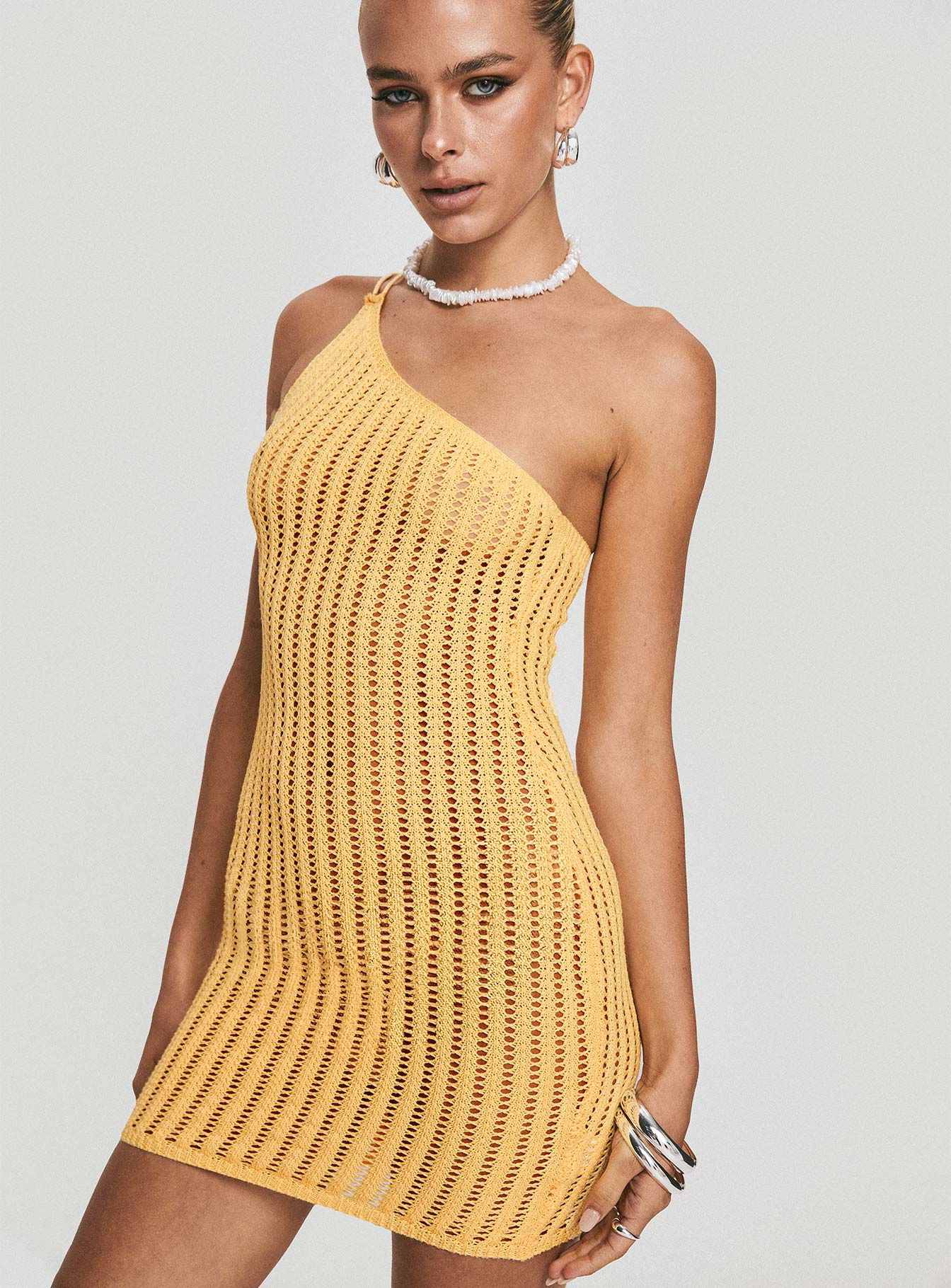 Voyage Crochet Mini Dress Yellow