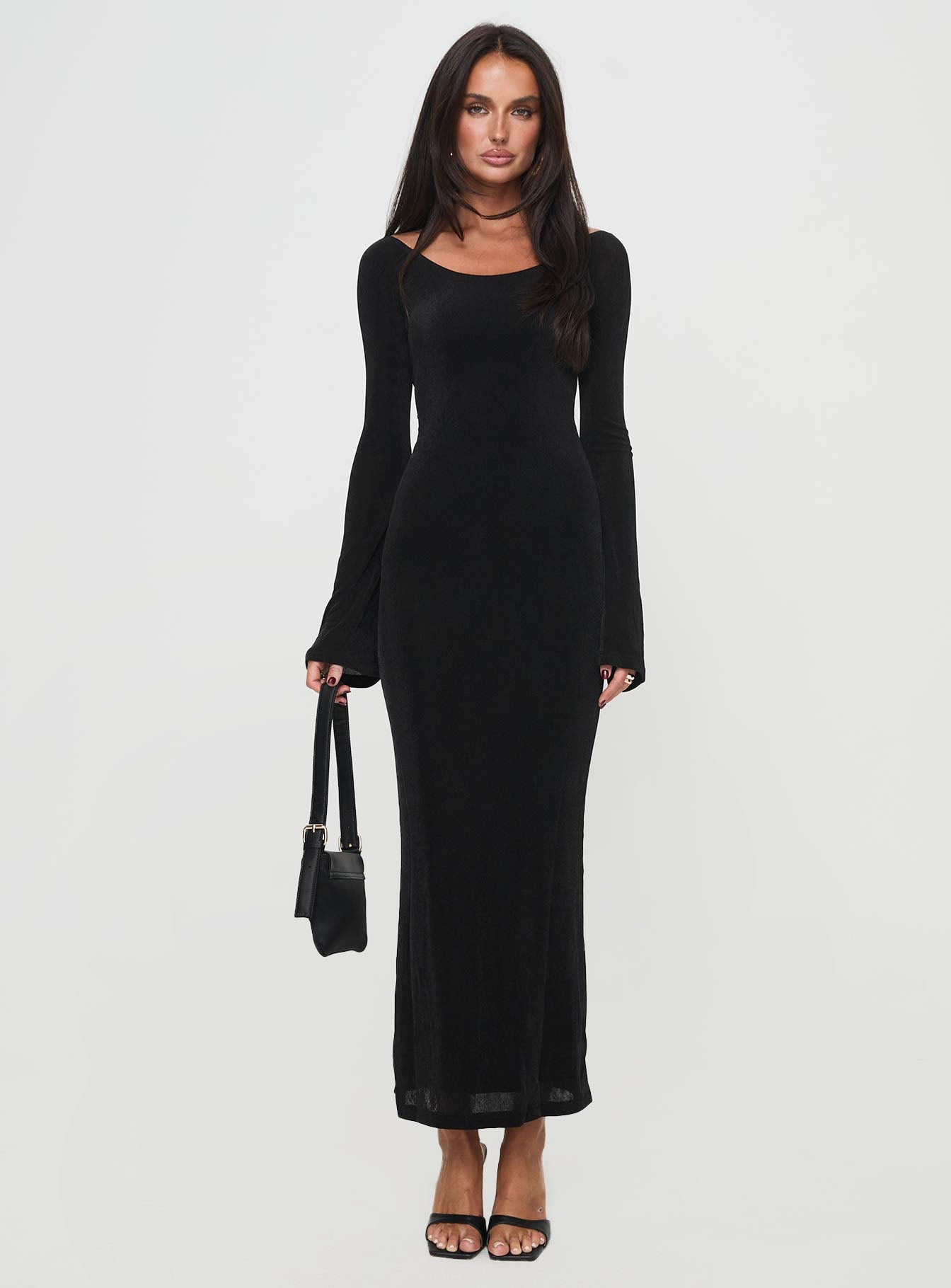 Janice Long Sleeve Maxi Dress Black