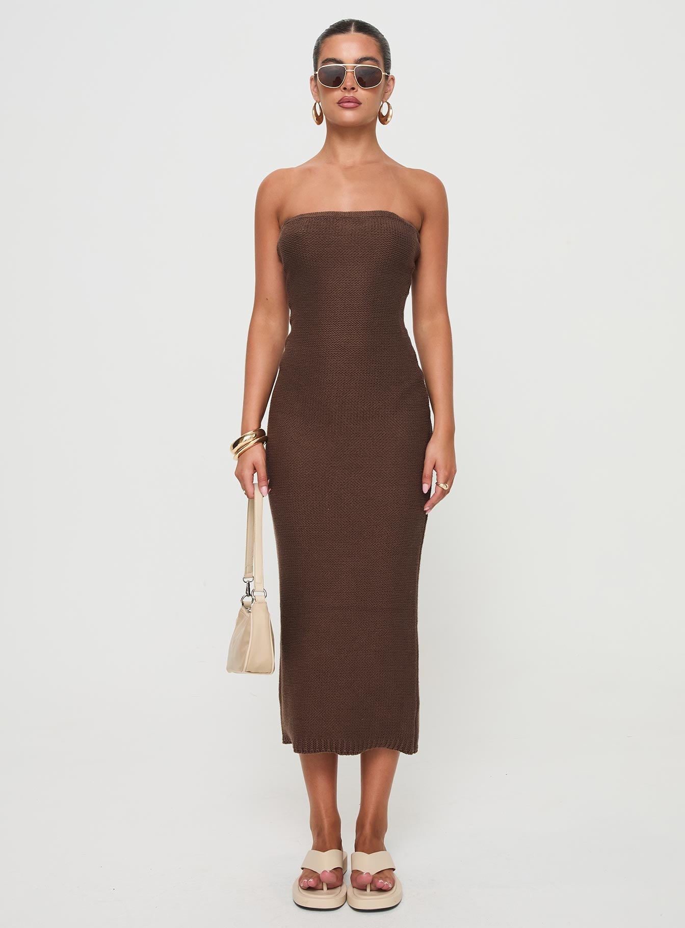 Flow Strapless Maxi Dress Brown
