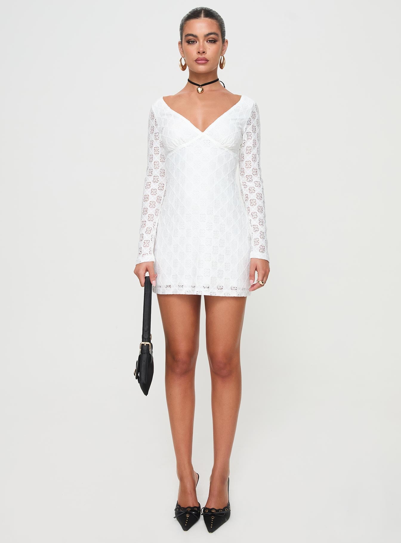 Zeus Long Sleeve Mini Dress White