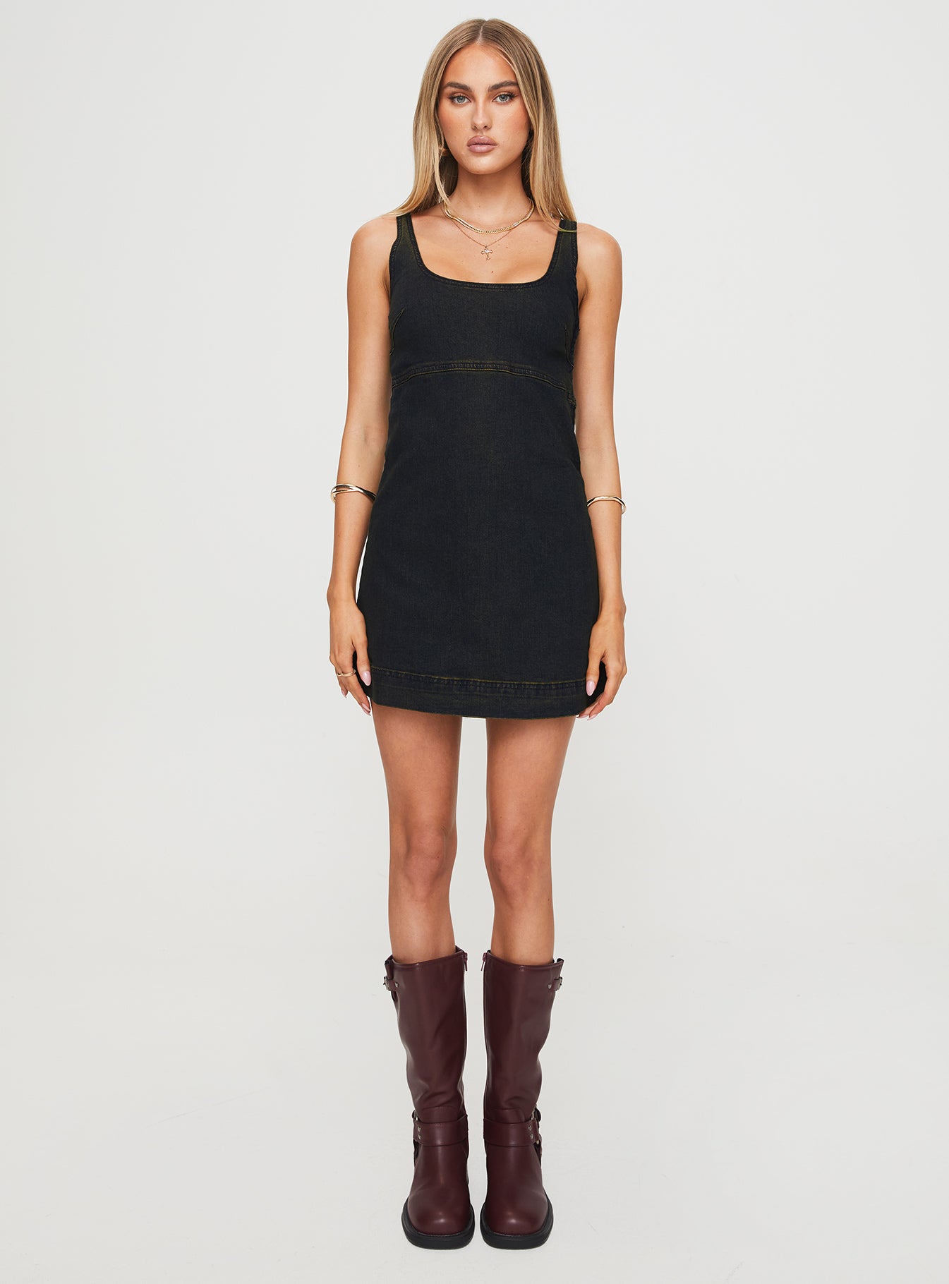 Rautha Denim Mini Dress Black