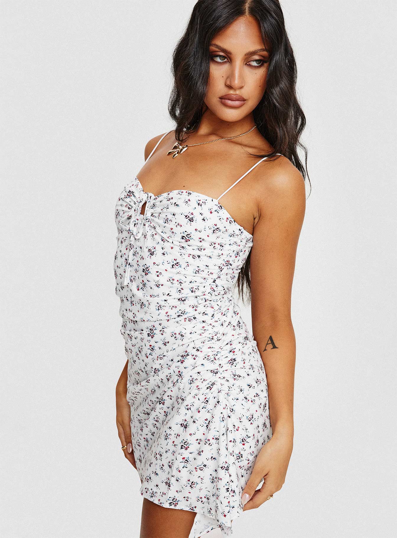 Brigitte Mini Dress White / Floral