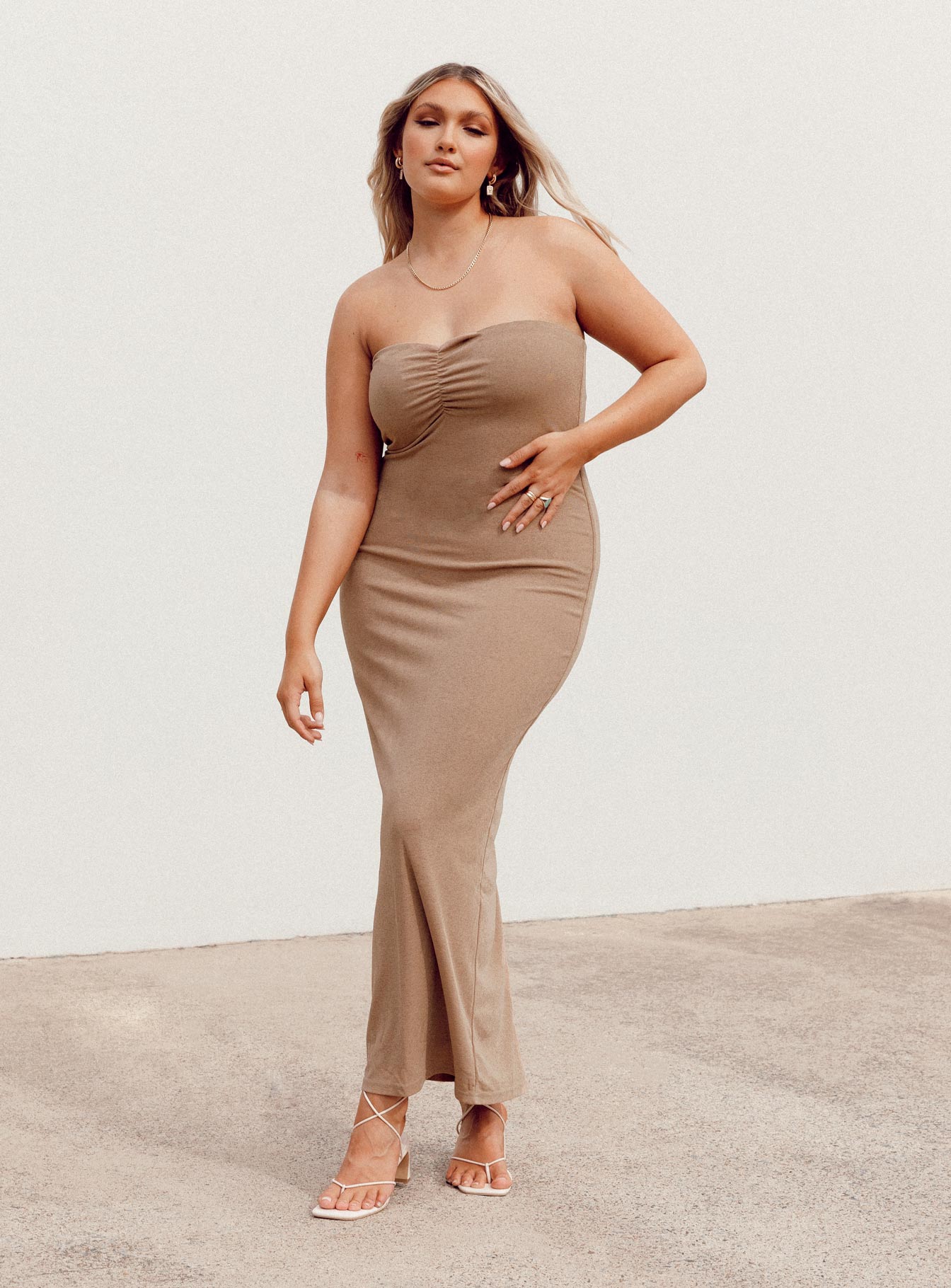 Charm Strapless Maxi Dress Brown