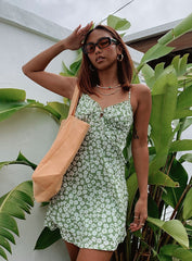 Tasmin Mini Dress Green Floral